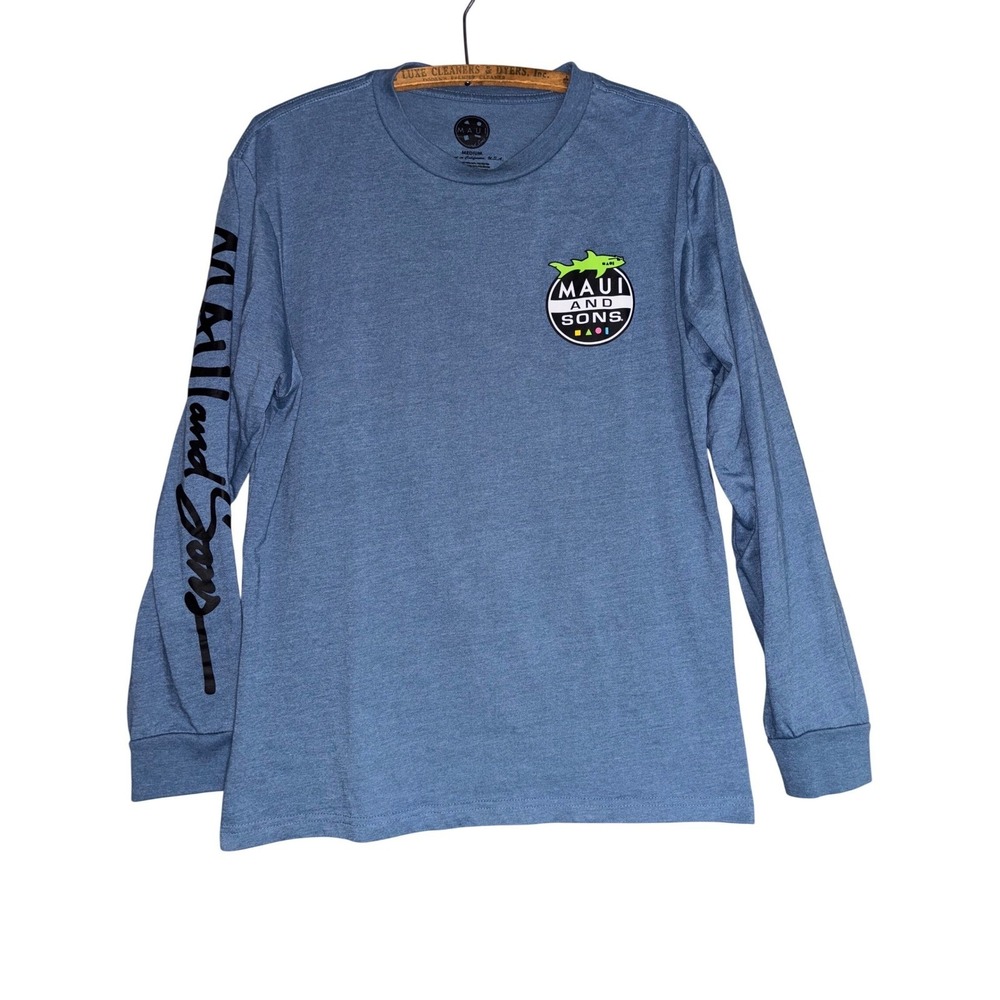 Maui and Sons Mens M Graphic Long Sleeve T Shirt Surf Vacation Hawaii beach